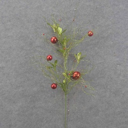 [XL0018] 28" GLITTER GRASS SPRAY W/ RED ORNAMENTS