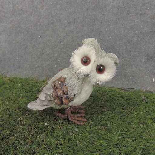 [XL0032] 5" SISAL OWL W/NATURAL MATERIAL WINGS