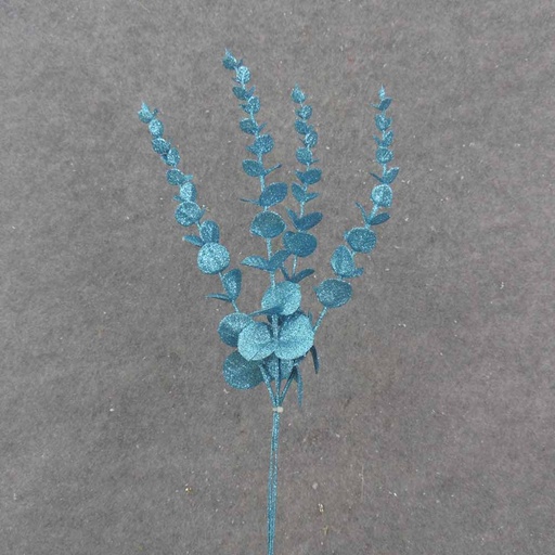 [XB0023-BLU] 19" BLUE GLITTER EUCALYPTUS BUNDLE X4