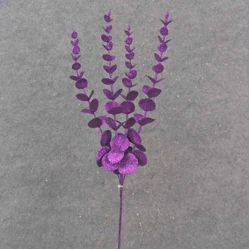 [XB0023-PUR] 19" PURPLE GLITTER EUCALYPTUS BUNDLE X4
