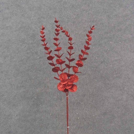 [XB0023-RED] 19" RED GLITTER EUCALYPTUS BUNDLE X4