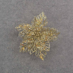 [XB0030-GLD] 9&quot; GOLD GLITTER POINSETTIA ON CLIP