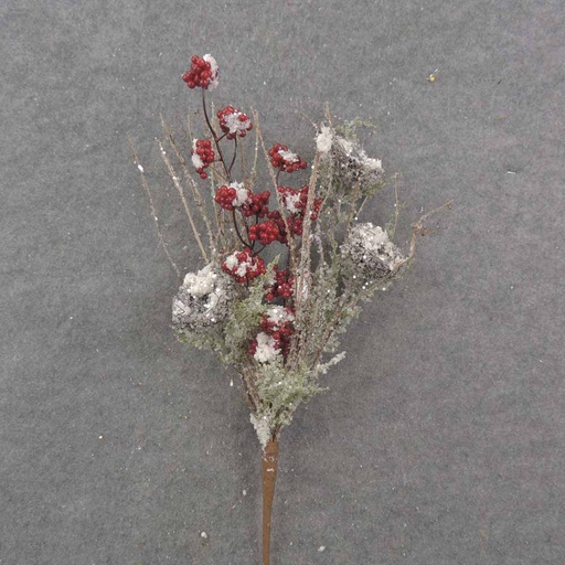 [XA0008] 25" BERRY & NEST SPRAY W/SNOW
