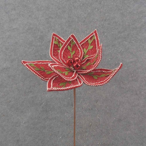 [XA0013-RGN] 13" RED & GREEN POINSETTIA W/BELLS