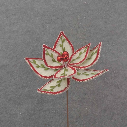 [XA0013-WHG] 13" WHITE & GREEN POINSETTIA W/BELLS