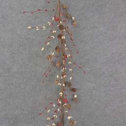 [XA0024-RCM] 5' PINECONE & PIPBERRY GARLAND RED
