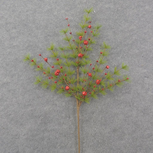 [XA0025] 32" MING PINE SPRAY W/PIP BERRIES & JINGLE BELLS