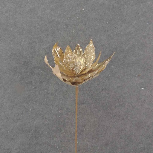 [XA0046-GLD] 20" METALLIC GOLD POINSETTIA PICK (11"dia)