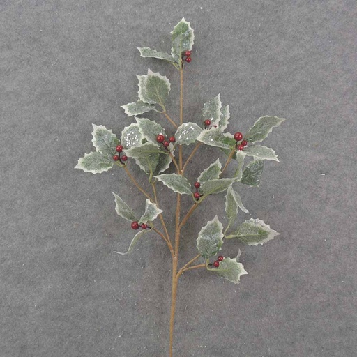 [XA0051] 31" HOLLY SPRAY W/BERRIES & FROST