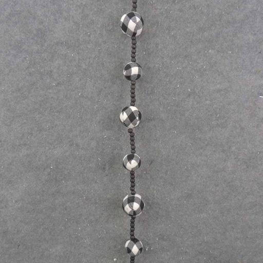 [XA0065-BWH] 5' WHITE & BLACK PLAID BALL GARLAND