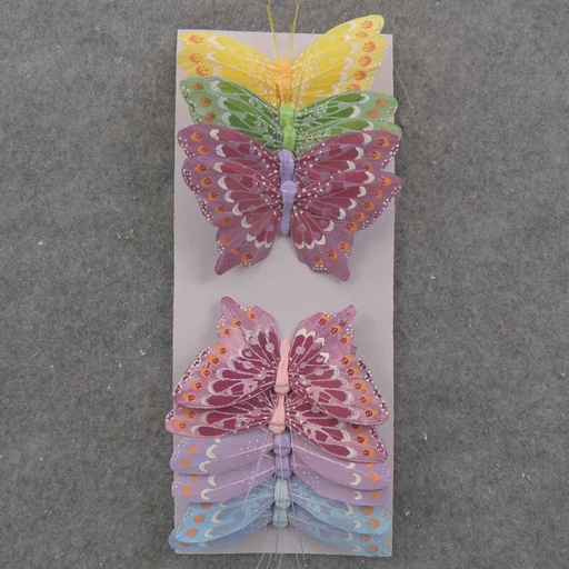 [BN32004] 4.5" PASTEL BUTTERFLY W/WIRE 6-ASST
