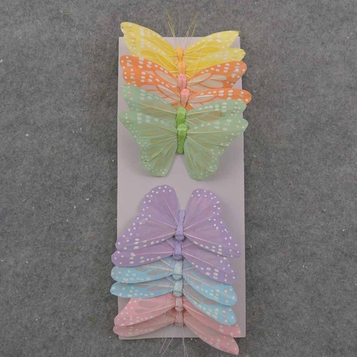 [BN321004F] 4.75" PASTEL BUTTERFLY W/WIRE 6-ASST