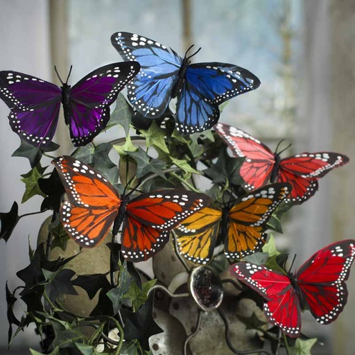 [BN66013] 4.75" JEWELTONE MONARCH BUTTERFLY 6-ASST W/ WIRE