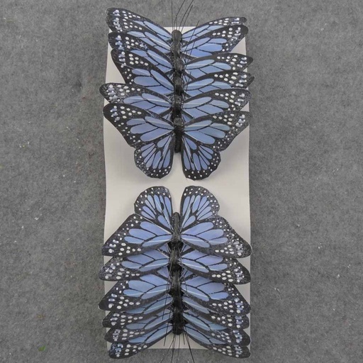 [BN66014-LTB] 4.75" LIGHT BLUE MONARCH BUTTERFLY W/WIRE