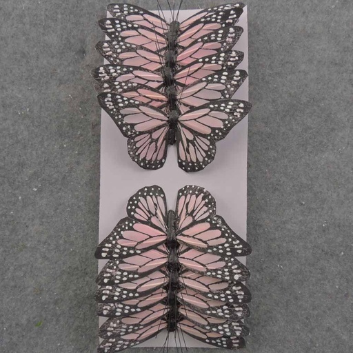 [BN66014-PNK] 4.75" PINK MONARCH BUTTERFLY W/WIRE