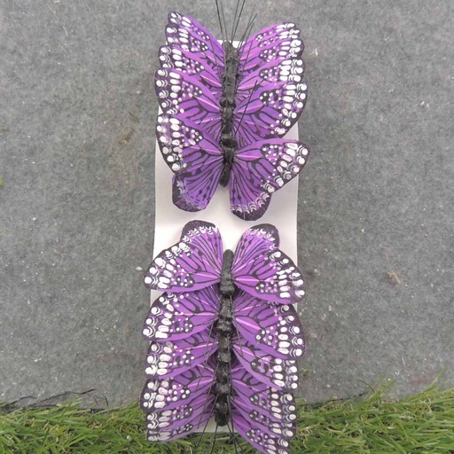 [BN66015-PUR] 2.5" PURPLE MONARCH BUTTERFLY W/WIRE