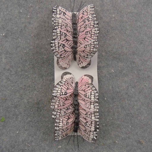 [BN66016-PNK] 2.5" PINK MONARCH BUTTERFLY W/WIRE