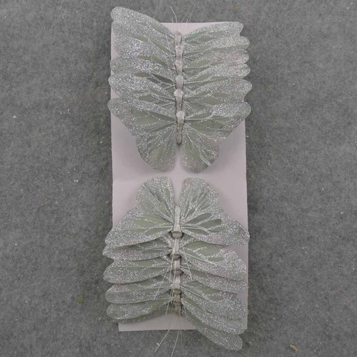 [BN66102] 5" SILVER GLITTER BUTTERFLY W/WIRE