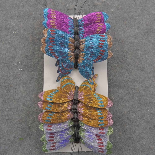 [BN66519] 4.5" GLITTER BUTTERFLY 4-ASST W/ WIRE