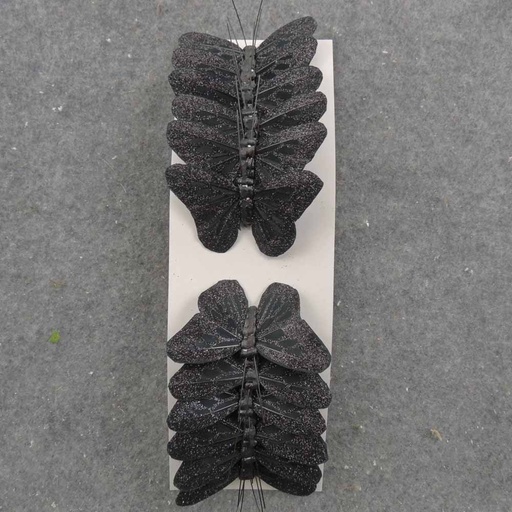 [BN66742] 3" BLACK GLITTER BUTTERFLY W/WIRE