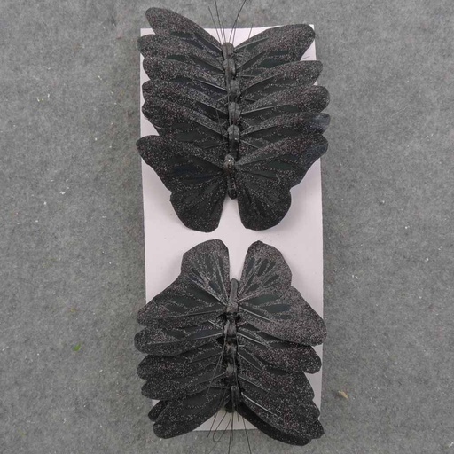[BN66743] 5" BLACK GLITTER BUTTERFLY W/WIRE