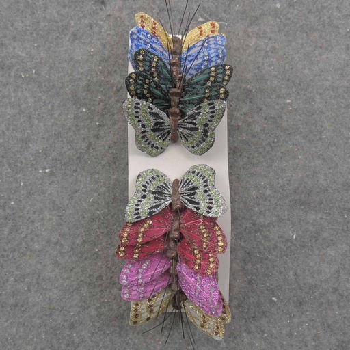 [BN66825] 2.5" GLITTER BUTTERFLY W/WIRE 7-ASST