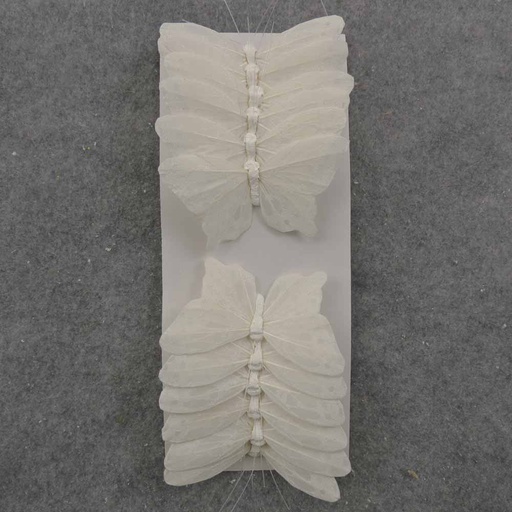 [BN94602MI-DWHT] 4.5" WHITE MICA BUTTERFLY W/WIRE