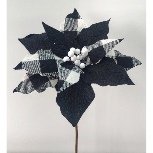 [XA9007-BWT] POINSETTIA PICK 13" BLK/WHT PLAID