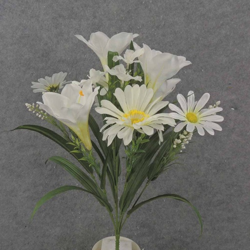 [SB1002-WHT] 20" LILY & DAISY BUSH X10 WHITE
