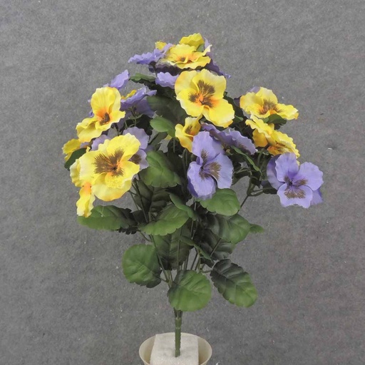 [SB1004-PYL] 19.5" PANSY BUSH X14 PURPLE/YELLOW