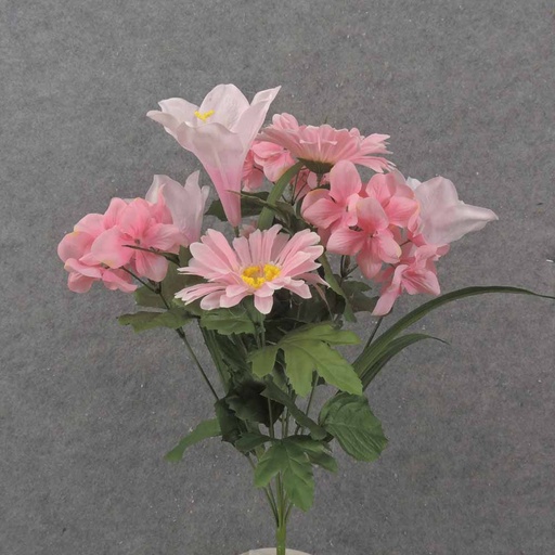 [SB1006-PNK] 18.5" LILY, HYDRANGEA & DAISY BUSH X9 PINK