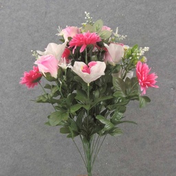 [SE1001-PKW] 24" ROSE, DAISY & ORCHID MIXED BUSH X24 PINK/WHITE