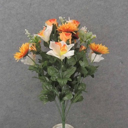 [SE1001-ORW] 24&quot; ROSE, DAISY &amp; ORCHID MIXED BUSH X24 ORANGE/WHITE