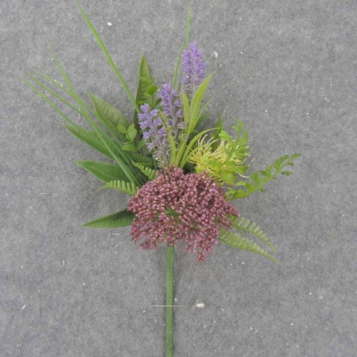 [SE1013] 13" SEDUM, HEATHER & FOLIAGE SPRAY BURGUNDY/PURPLE