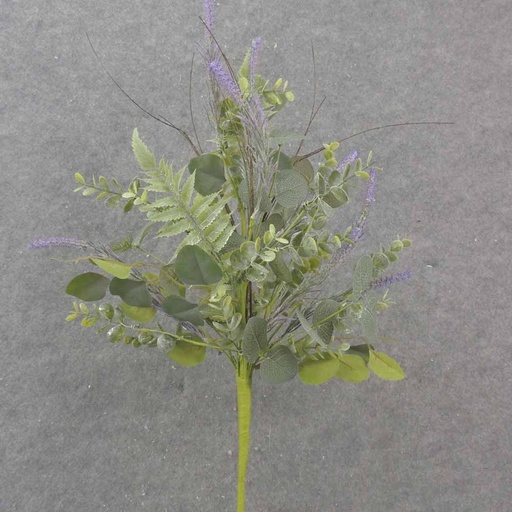 [SA1021] 24" EUCALYPTUS & MIXED FOLIAGE BUSH PUR/GRN
