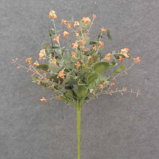 [SA1022-ORG] 21" EUCALYPTUS, FERN & BLOSSOM BUSH ORANGE
