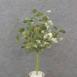 [SA1033-CRM] 20" EUCALYPTUS & BLOSSOM BUSH CREAM