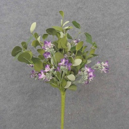 [SA1033-PUR] 20" EUCALYPTUS & BLOSSOM BUSH PURPLE
