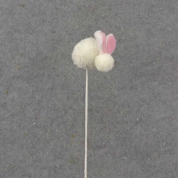[SA1014] 20.5" FUZZY BUNNY PICK WHITE/PINK