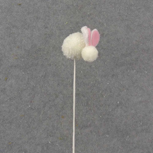 [SA1014] 20.5" FUZZY BUNNY PICK WHITE/PINK