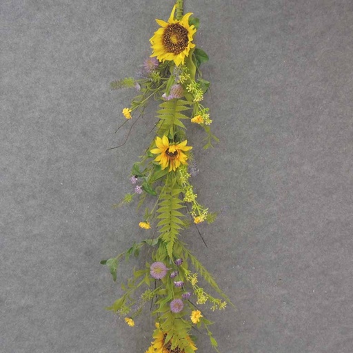 [SA1027] 4' SUNFLOWER, FERN & THISTLE GARLAND