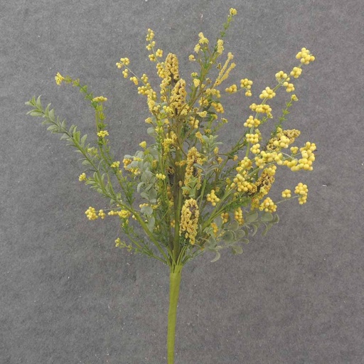 [SA1025-YEL] 22" BERRY, HEATHER & EUCALYPTUS BUSH YELLOW