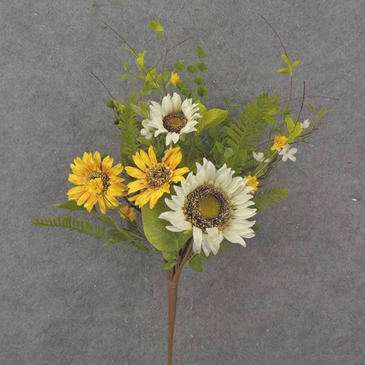 [SA1069] 22" MIXED SUNFLOWER & FOLIAGE BUSH