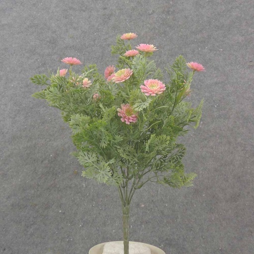 [SB1036-PCM] 13" FOLIAGE BUSH X7 W/ MINI DAISIES PINK/CREAM