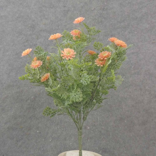 [SB1036-PCH] 13" FOLIAGE BUSH X7 W/ MINI DAISIES PEACH