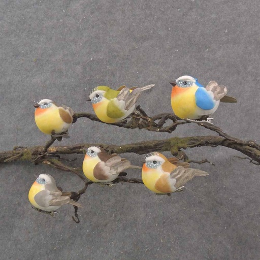 [BN1010] 2.75" MUSHROOM BIRD ASSORTMENT NATURAL W/CLIP