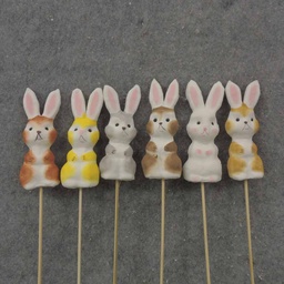 [BN1014] 4.75&quot; BUNNY RABBITS ON 7.5&quot; PICK