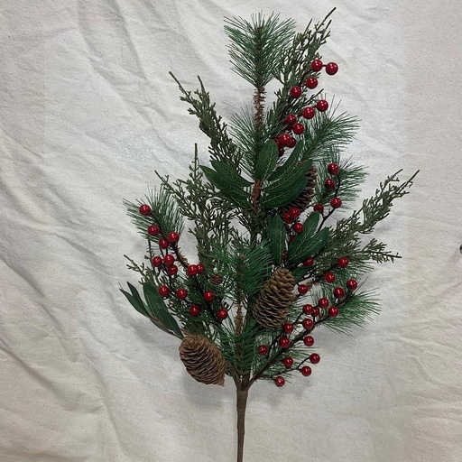 [XA1004] 28" PINE SPRAY W/ BERRIES & CONES