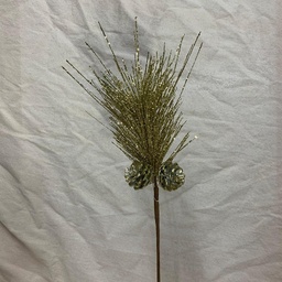 [XA1006-GLD] 24&quot; LONG NEEDLE PINE PICK W/ CONES GOLD