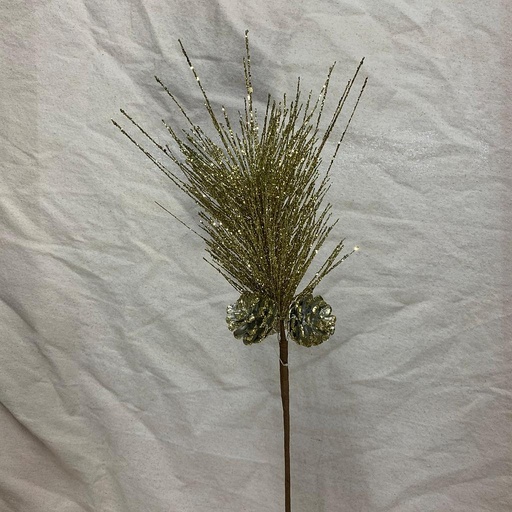 [XA1006-GLD] 24" LONG NEEDLE PINE PICK W/ CONES GOLD